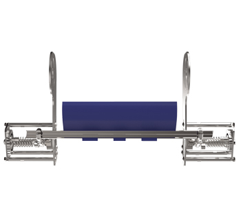 Flexco FGP-C food industry conveyor belt cleaner preventing carryback at transfer points
